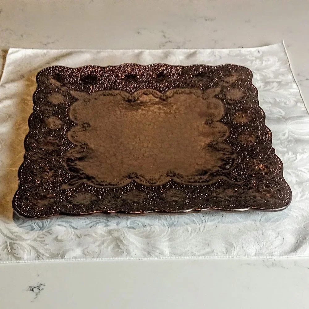 Arte Italica Merletto Metallic Square Ceramic Tray